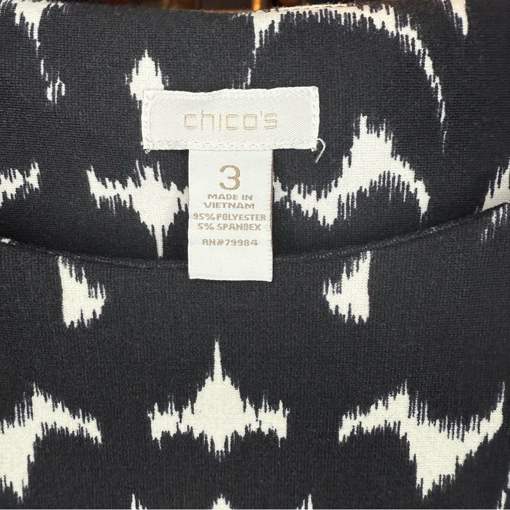 Chico's size 3 Red and Black Abstract Sleeveless Mini Dress - Picture 2 of 7
